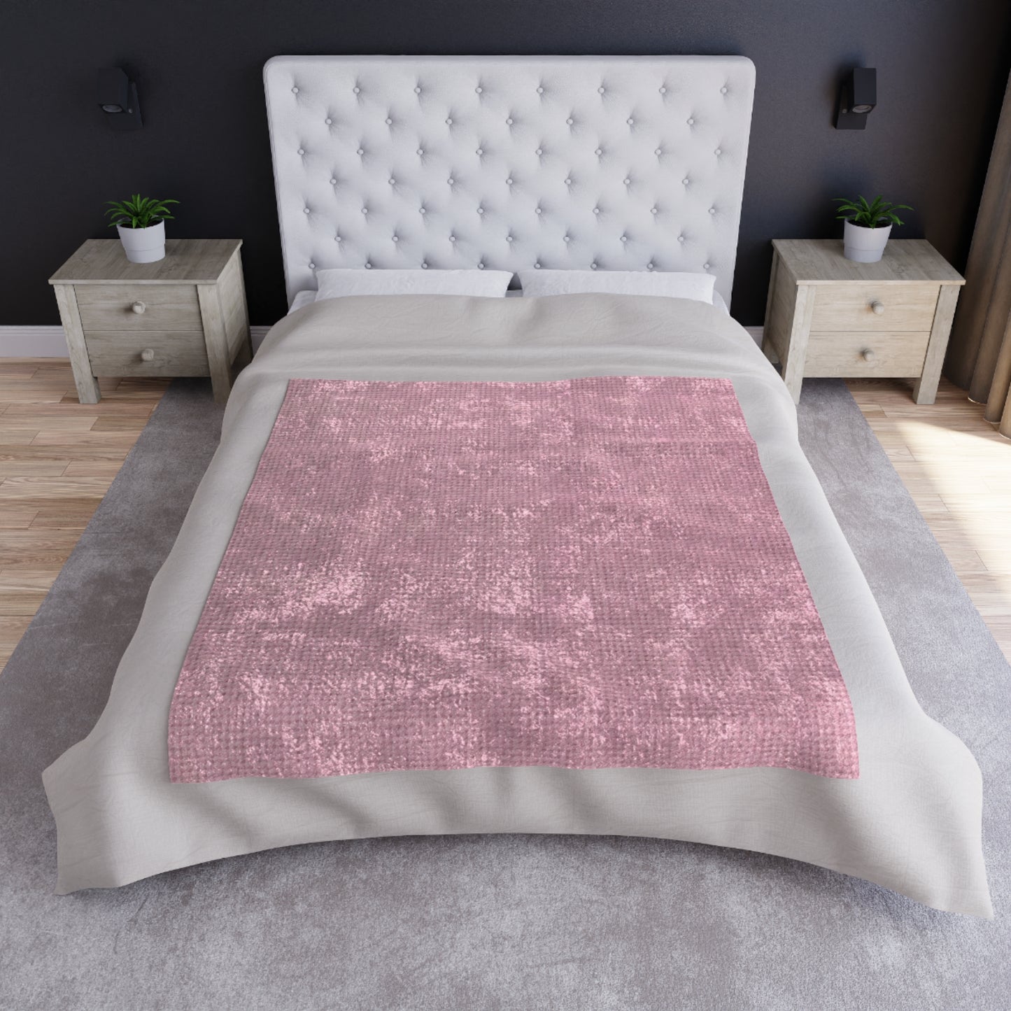 Blushing Garment Dye Pink: Denim-Inspired, Soft-Toned Fabric - Crushed Velvet Blanket