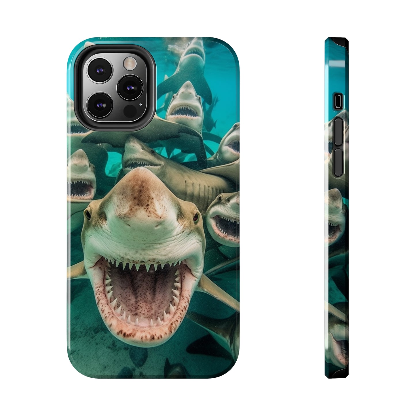 Laughing Lemon Sharks: Joyful Sea Jaws Ocean Deep - Tough Phone Cases