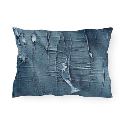 Distressed Blue Denim-Look: Edgy, Torn Fabric Design - Outdoor Pillows