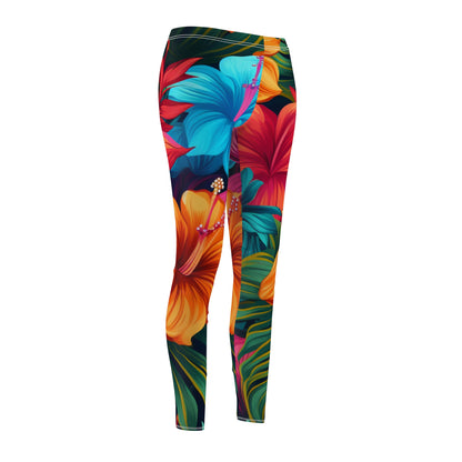 Hawaiian-Inspired Tropical Floral Pattern Design Women's Cut & Sew Casual Leggings (AOP)