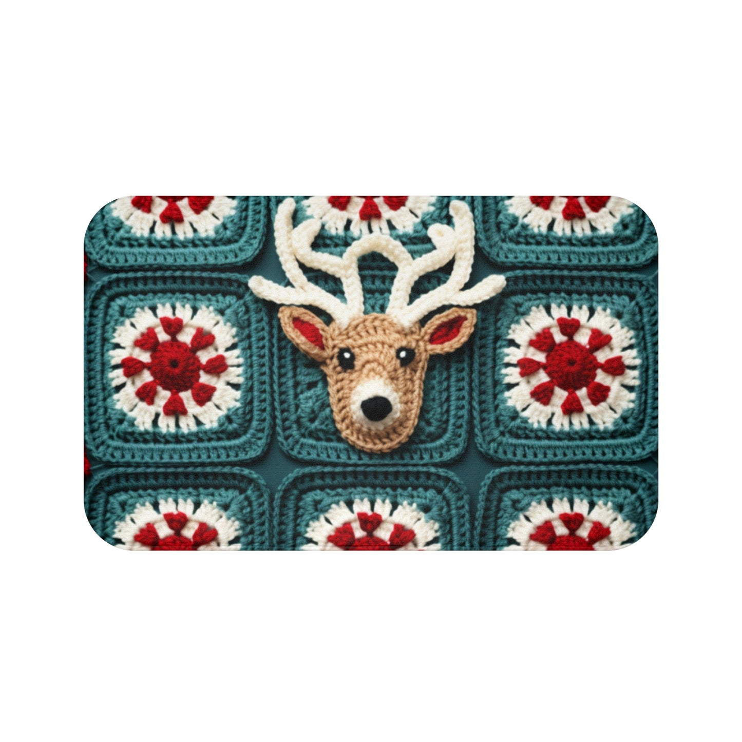 Christmas Reindeer Crochet, Wintry Wonderland Design, Festive Stag Motif. Embrace the Holiday Spirit - Bath Mat