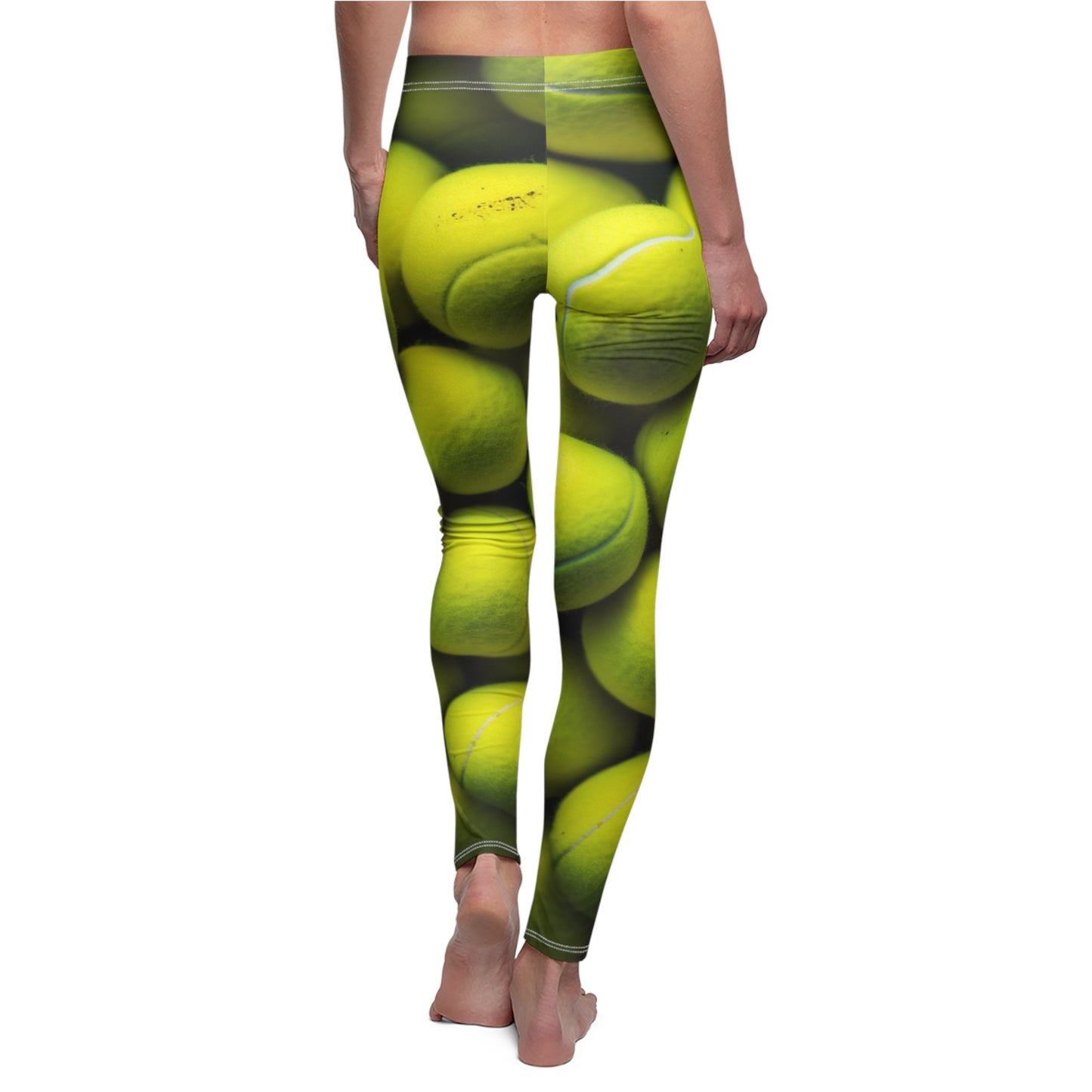 Tennis Ball Sport: Athlete Court Action, Rally & Serve - Women's Cut & Sew Casual Leggings (AOP)