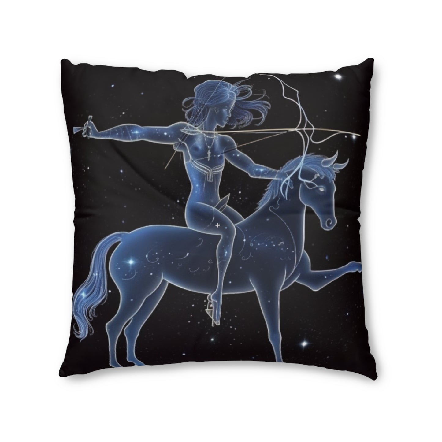 Sagittarius Zodiac in Starlit Universe - Fluorescent Colors - Tufted Floor Pillow, Square