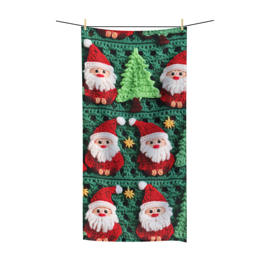 Patrón de ganchillo de Papá Noel, diseño navideño, decoración festiva, motivo de Papá Noel. Perfecto para la celebración navideña - Toalla de polialgodón