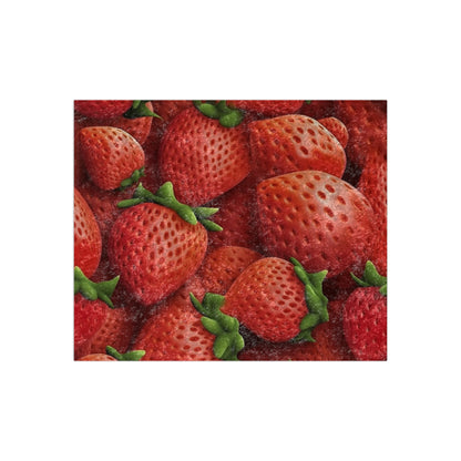 Garden Strawberries- Wild Sweet Gourmet - Farm Growing Ripe Red Fruit -Crushed Velvet Blanket