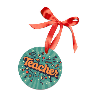 Retro Teacher Classroom School Education Gift - Acrylic Ornament with Ribbon