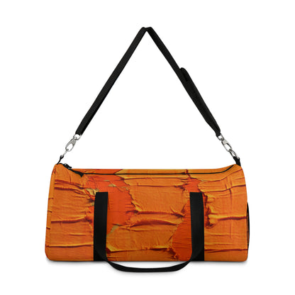 Fiery Citrus Orange: Edgy Distressed, Denim-Inspired Fabric - Duffel Bag