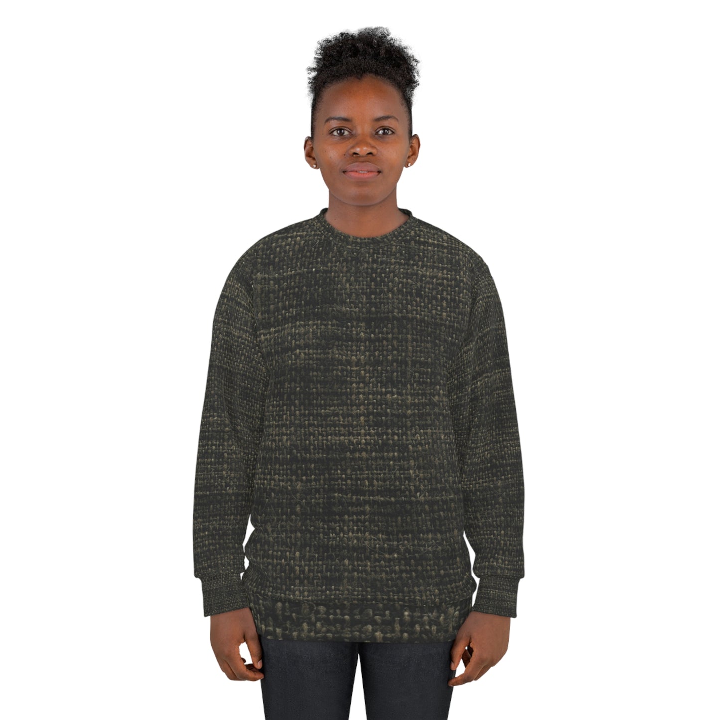 Sophisticated Seamless Texture - Black Denim-Inspired Fabric - Unisex Sweatshirt (AOP)