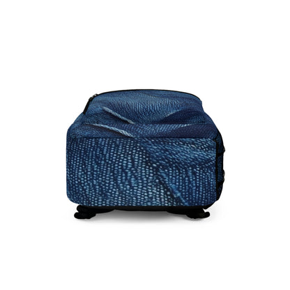 Dark Blue: Distressed Denim-Inspired Fabric Design - Backpack