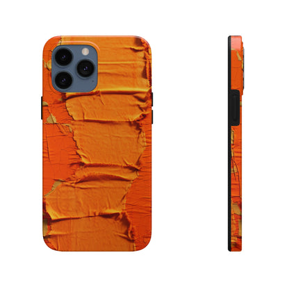 Fiery Citrus Orange: Edgy Distressed, Denim-Inspired Fabric - Tough Phone Cases