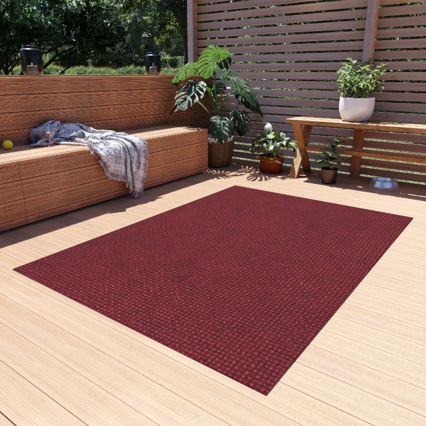 Seamless Texture - Maroon/Burgundy Denim-Inspired Fabric - Outdoor Rug