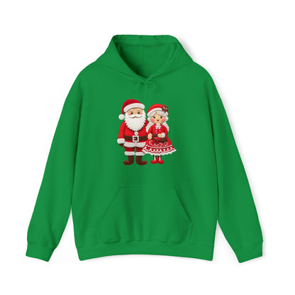 Dúo de fieltro de Papá Noel y Sra. Claus - Encantadora decoración navideña hecha a mano, figuras festivas bordadas - Sudadera con capucha unisex Heavy Blend™