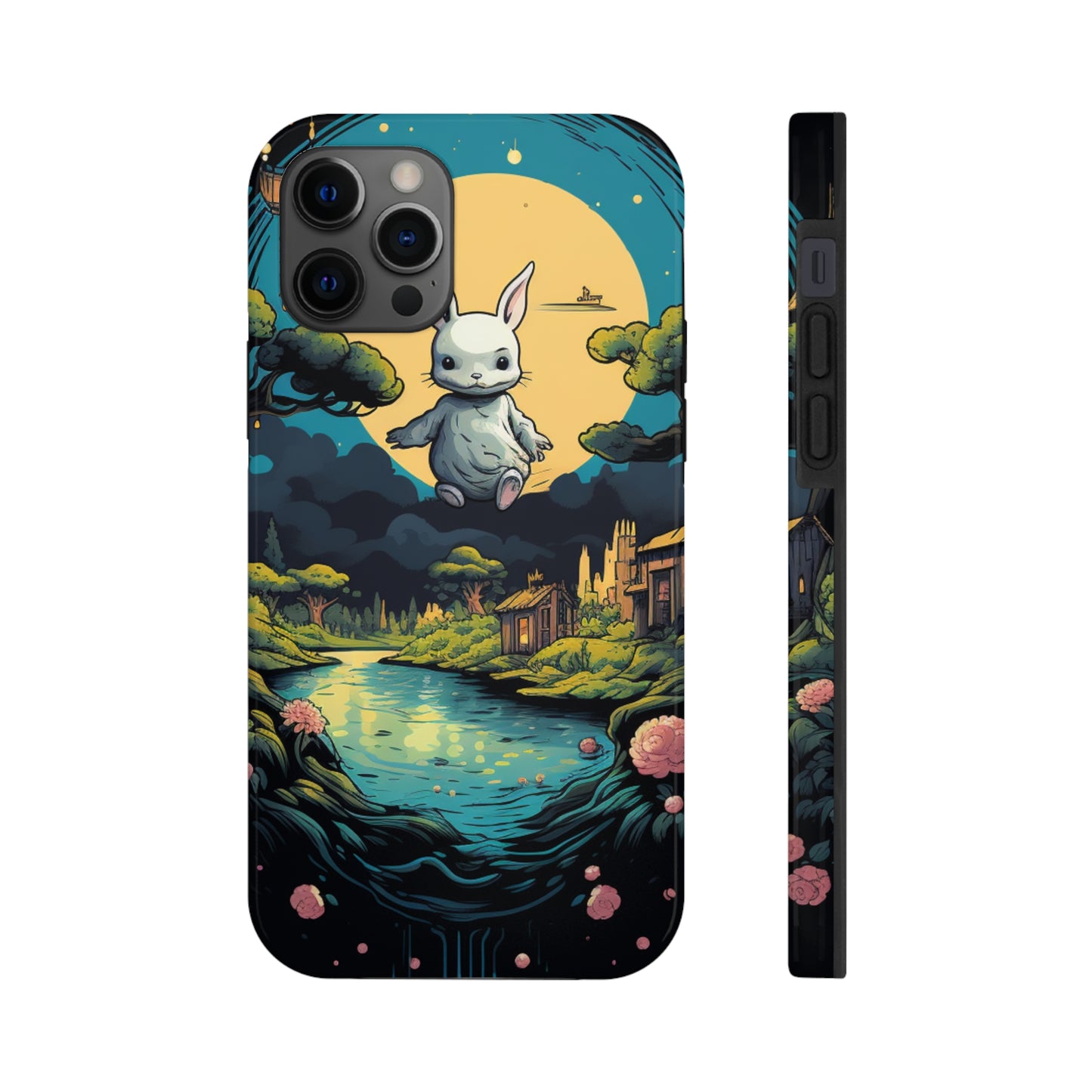 White Rabbit Mystery Psychedelic Fantasy Anime Cartoon Bunny - Tough Phone Cases