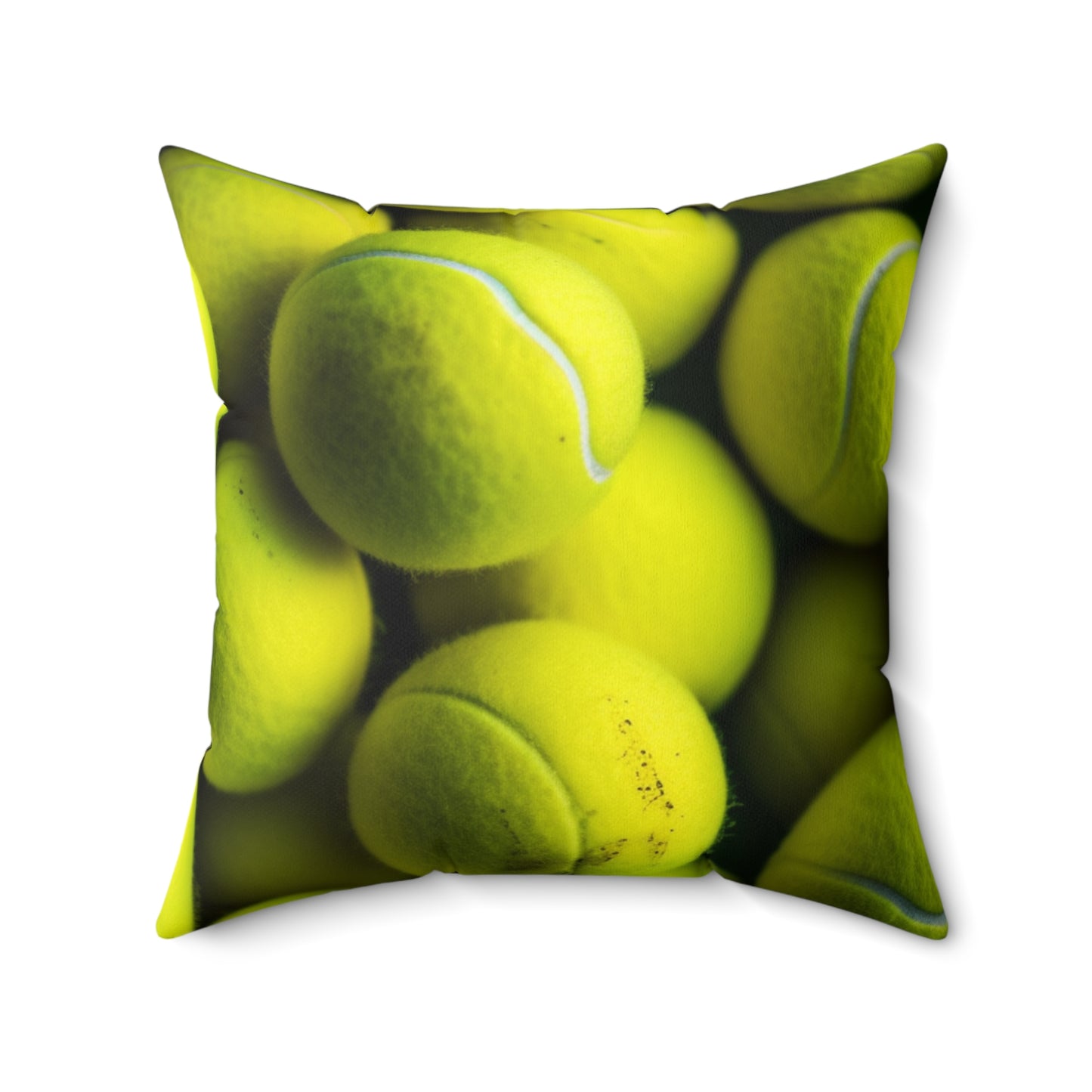 Tennis Ball Sport: Athlete Court Action, Rally & Serve - Spun Polyester Square Pillow