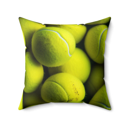 Tennis Ball Sport: Athlete Court Action, Rally & Serve - Spun Polyester Square Pillow