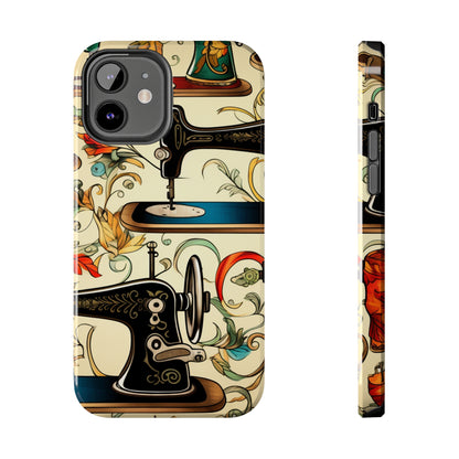 Classic Sewing Machines and Vibrant Thread Spools Pattern, Tailoring and Quilting - Tough Phone Cases