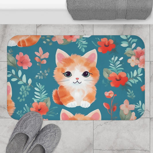 Cozy kitsch Kittens - Cottage Core Cats - Charming Destive Decor - Bath Mat