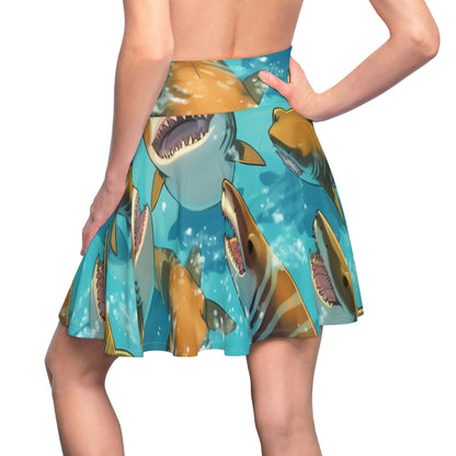 Tiger Shark: Ocean Marine Wildlife - Underwater - Women's Skater Skirt (AOP)