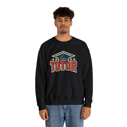 Academic Excellence Emblem - Starry Grad Cap Tutor Graphic - Unisex Heavy Blend™ Crewneck Sweatshirt