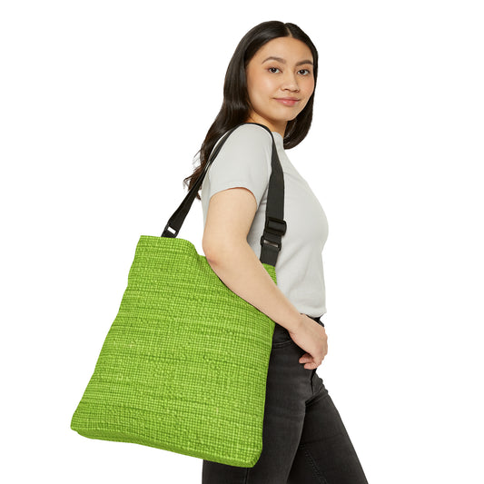 Lush Grass Neon Green: Denim-Inspired, Springtime Fabric Style - Adjustable Tote Bag (AOP)