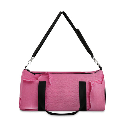 Distressed Neon Pink: Edgy, Ripped Denim-Inspired Doll Fabric - Duffel Bag