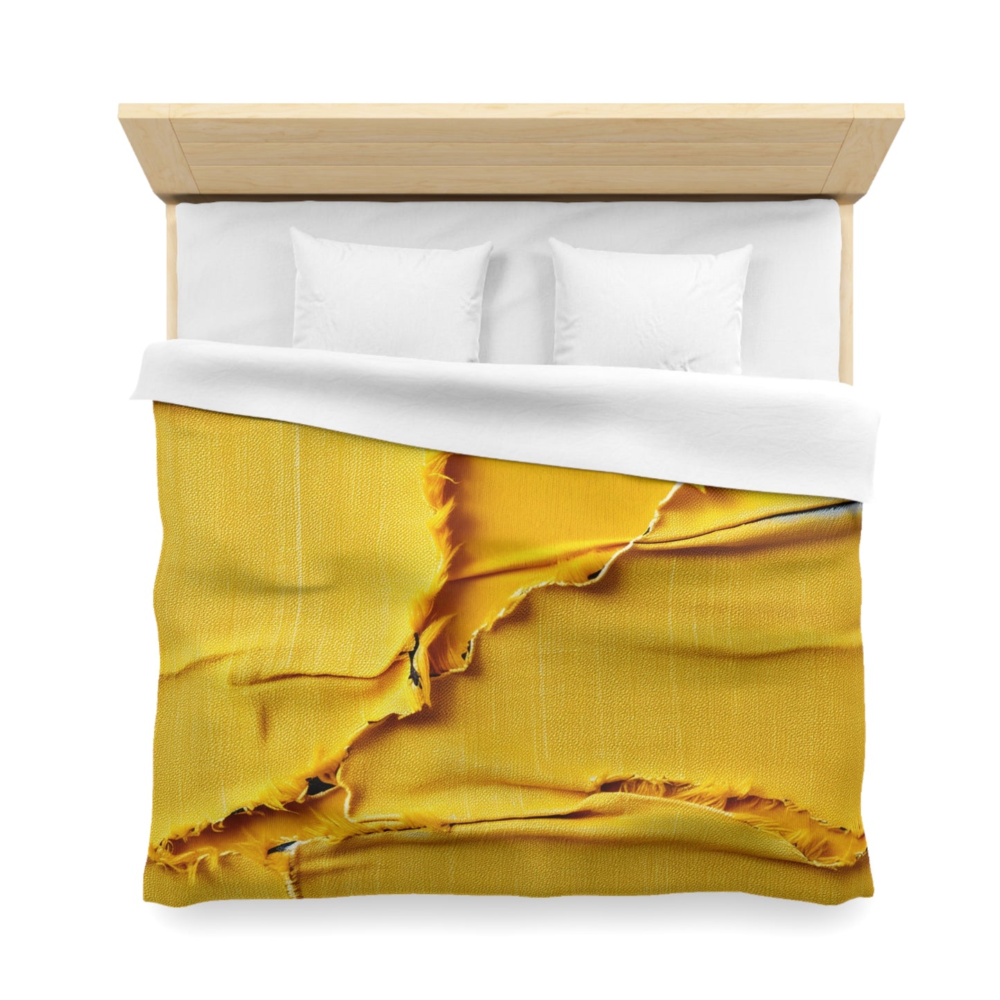 Banana Yellow Lemon: Bold Distressed, Denim-Inspired Fabric - Microfiber Duvet Cover