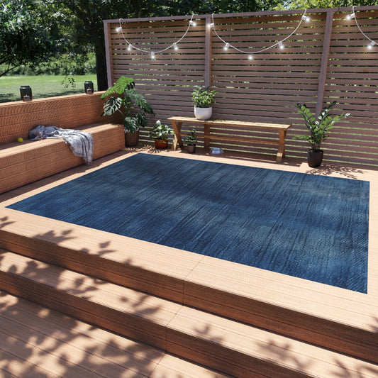 Indigo Splash: Washed Denim Reverie in Deep Blue - Outdoor Rug