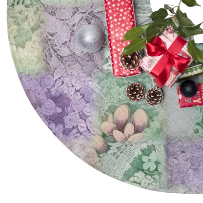 Medley Patchwork - Muted Pastels, Gingham & Lace, Boho Paisley Mix, Quilted Aesthetic Design - Christmas Tree Skirts