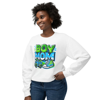 Boymom Design Shirt, Boy Mom Toy Truck, Fun Gift, Unisex Lightweight Crewneck Sweatshirt