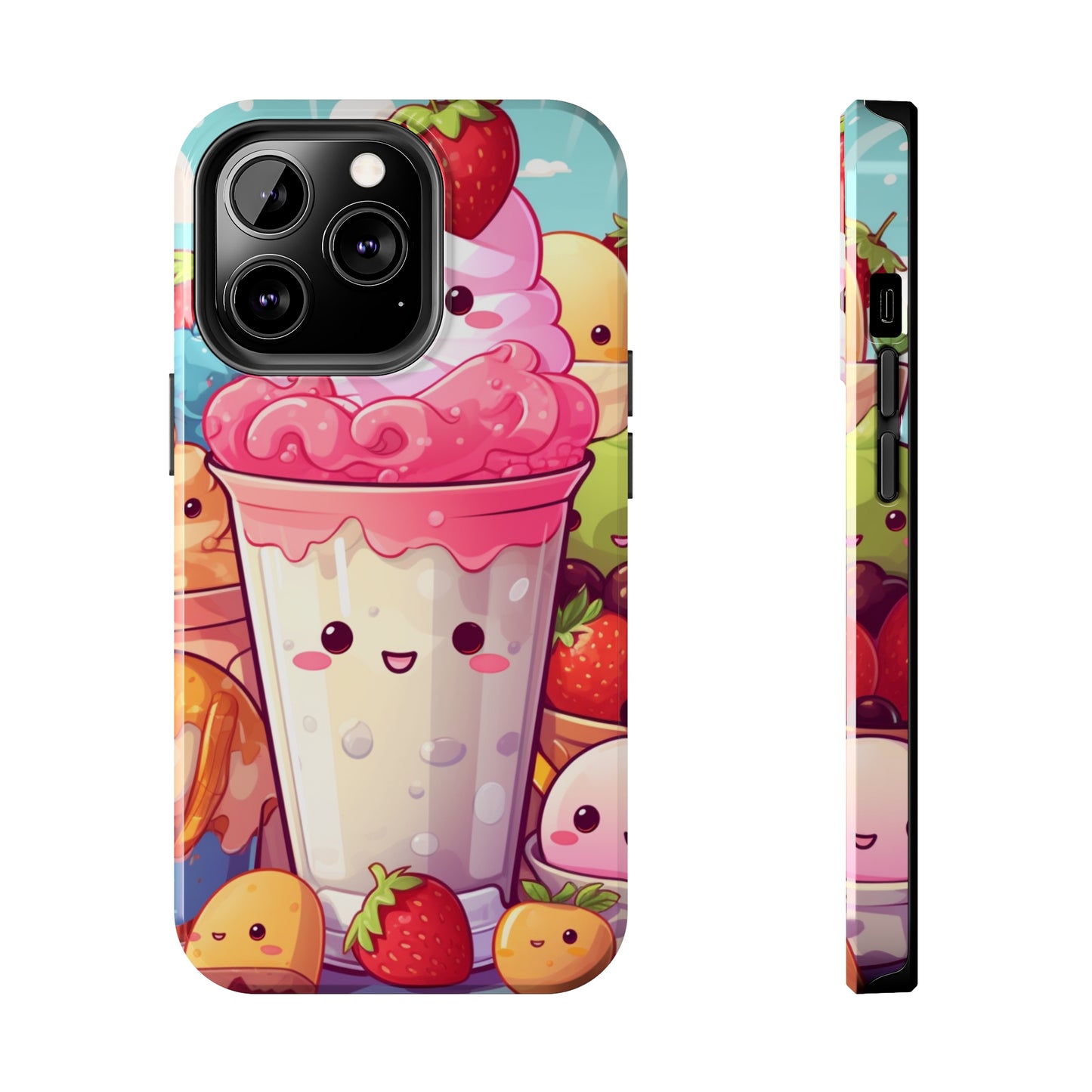 Strawberry Japan Milkshake - Kawaii Dessert Delight - Sweet Berry Anime Character - Tough Phone Cases