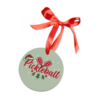 Festive Pickleball Paddle Christmas - Acrylic Ornament with Ribbon