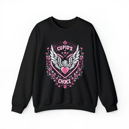 Cupids Choice Crest with Heart and Wings - Love and Romance Valentine Themed - Unisex Heavy Blend™ Crewneck Sweatshirt