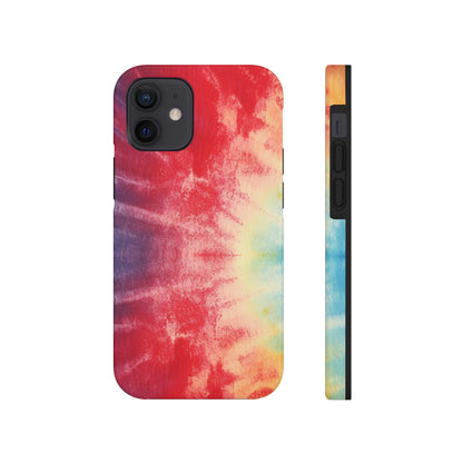 Rainbow Tie-Dye Denim: Vibrant Multi-Color, Fabric Design Spectacle - Tough Phone Cases