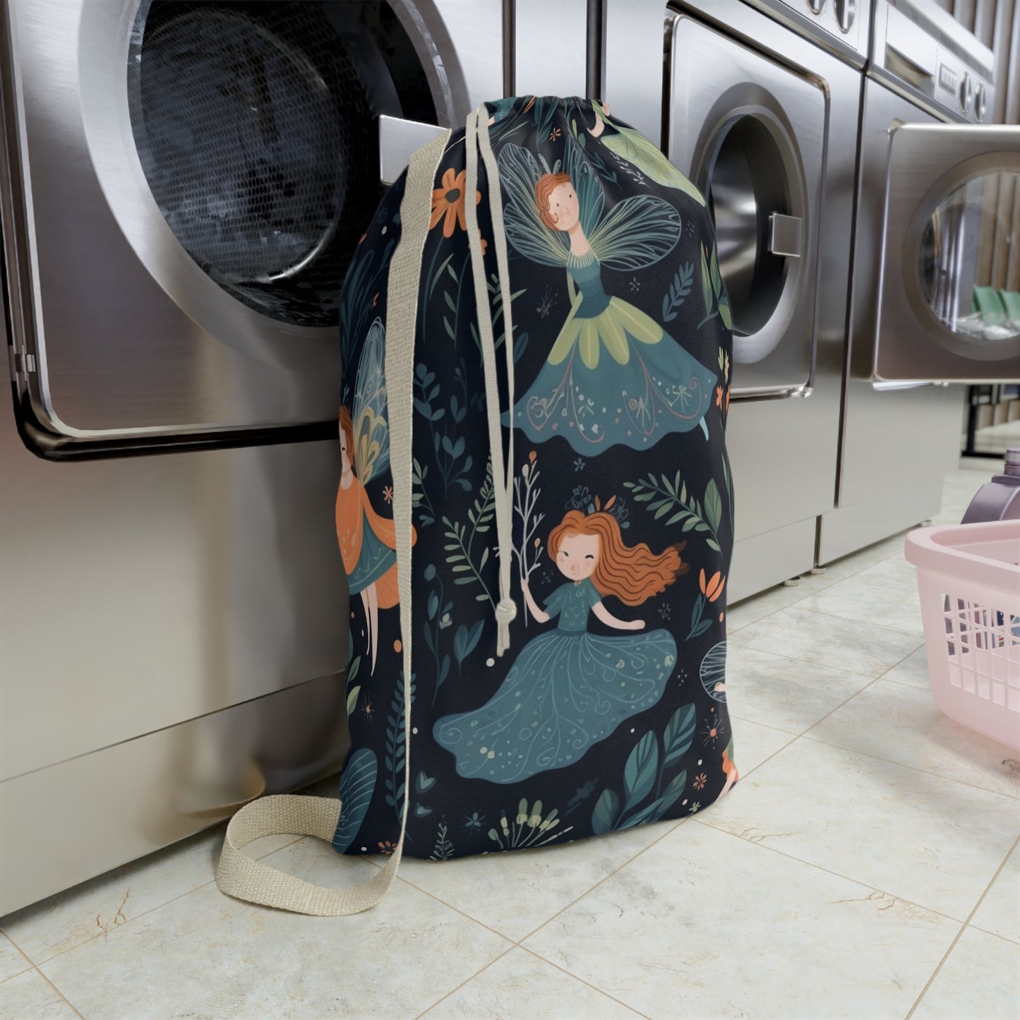 Enchanting Fairy Tale Pattern - Vibrant & Magical Fairies - Laundry Bag