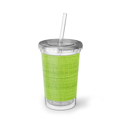 Lush Grass Neon Green: Denim-Inspired, Springtime Fabric Style - Suave Acrylic Cup