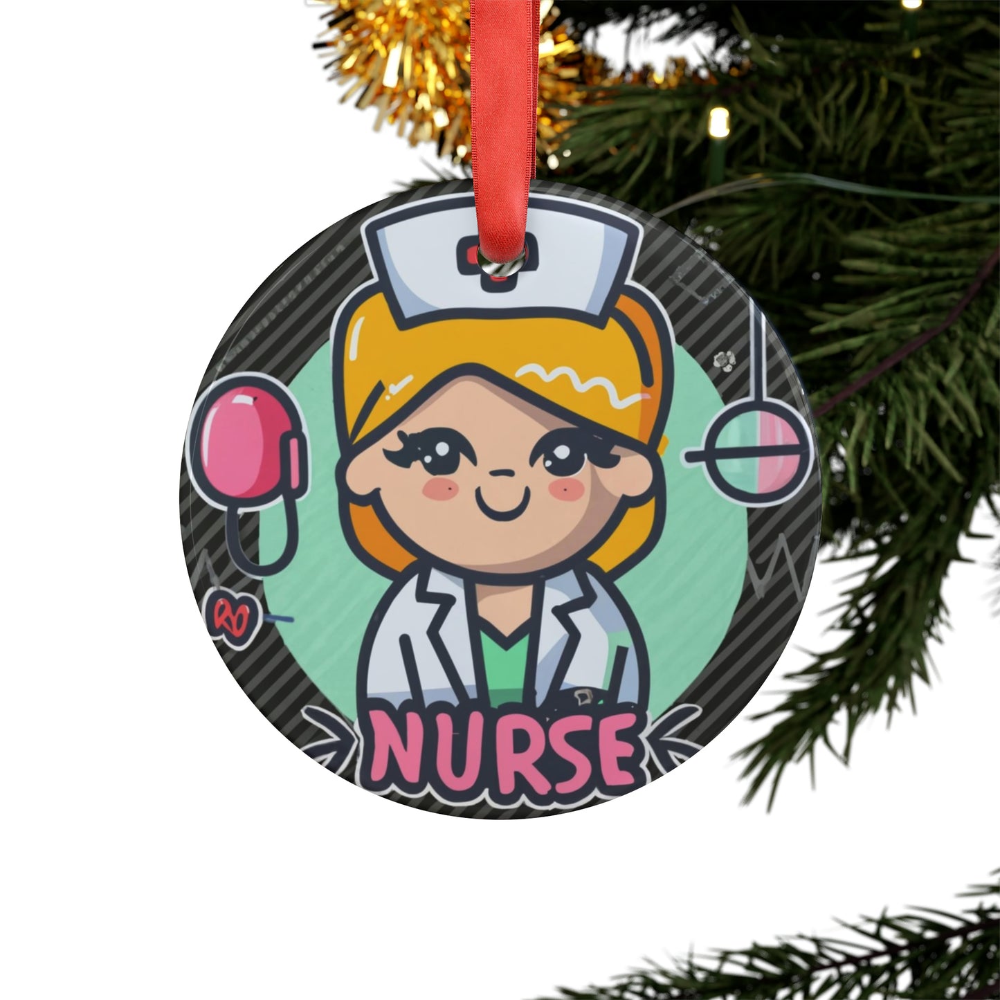 Kawaii Nurse Anime - Character Job Gift - Acrylic Ornament with Ribbon