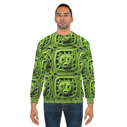 Halloween Green Alien Crochet Galactic Space Zombie Style - Unisex Sweatshirt (AOP)