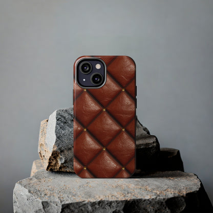 Brown Leather Cognac Pattern Rugged Durable Design Style - Tough Phone Cases