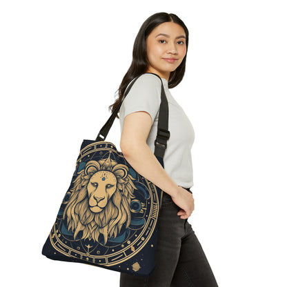 Leo Zodiac Sign - Mystic Circle Astrology Art Cosmic constellation - Adjustable Tote Bag (AOP)