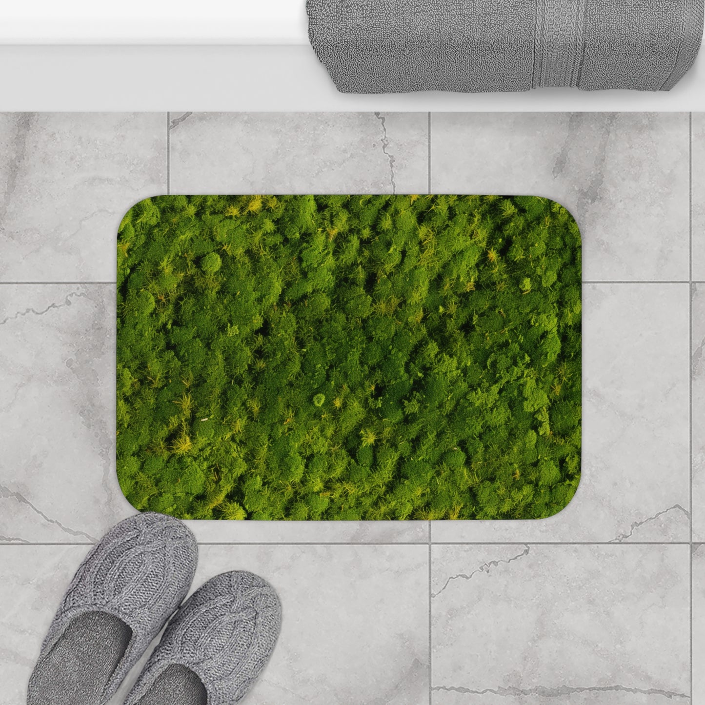 Alfombra de baño con diseño de musgo de poste vivo de primera calidad, alfombras de baño de bienvenida contemporáneas, alfombra de baño de hierba verde distintiva, decoración versátil para interiores y exteriores, alfombra para puerta de entrada