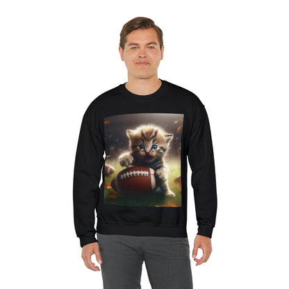 Football Kitten Touchdown: Tabby's Winning Play Sport Game - Unisex Heavy Blend™ Crewneck Sweatshirt