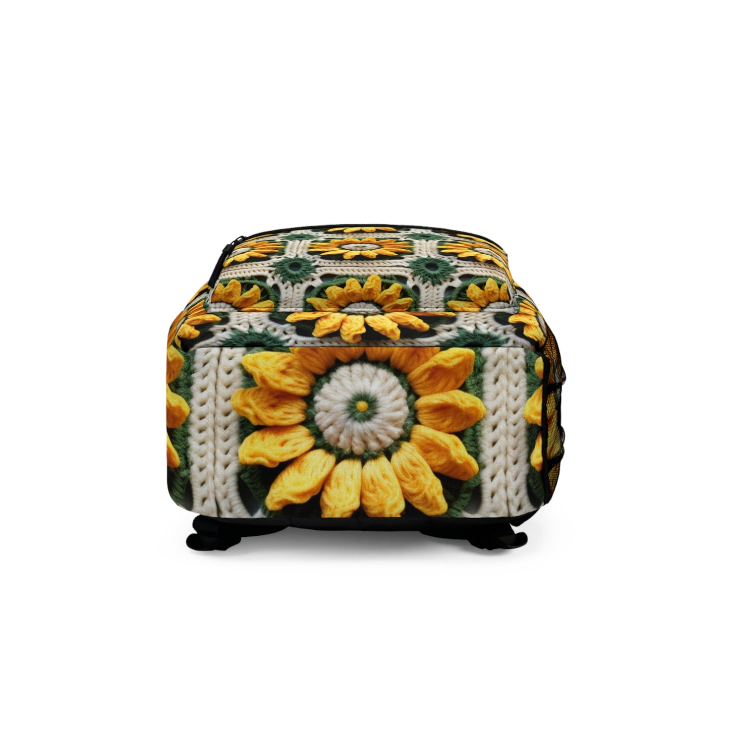 Sunflower Crochet Elegance, Granny Square Design, Radiant Floral Motif. Bring the Warmth of Sunflowers to Your Space - Backpack