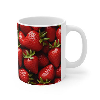 Selecciones de parches de fresa: decoración del hogar y regalos para el mejor fanático de las bayas - Taza de cerámica de 11 oz