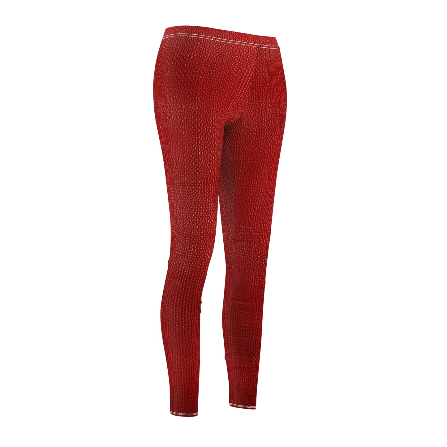 Juicy Red Berry Blast: Denim Fabric Inspired Design - Women's Cut & Sew Casual Leggings (AOP)