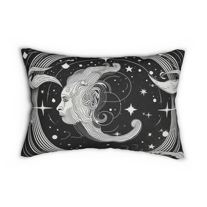 Diseño del zodiaco Acuario, almohada lumbar de poliéster hilado, impresión de doble cara 