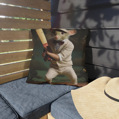 Mouse Cricket Batting, Wicket, Ball Hitting Stump, Howzat Moment - Outdoor Pillows