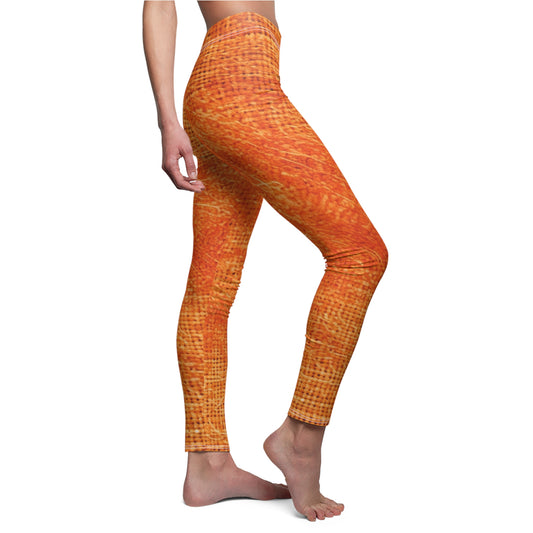 Burnt Orange/Rust: Denim-Inspired Autumn Fall Color Fabric - Women's Cut & Sew Casual Leggings (AOP)