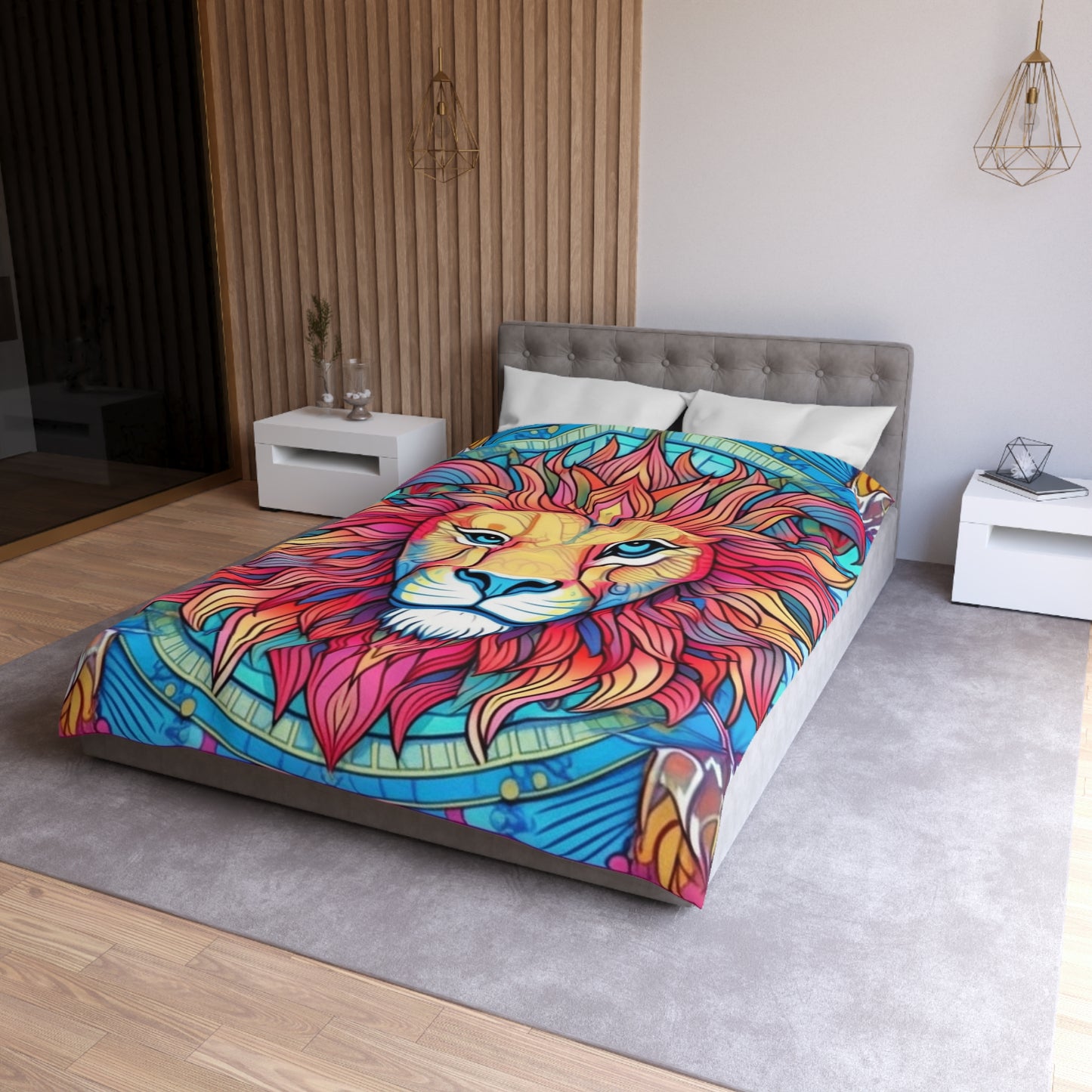 Astrological Leo - Cosmic Zodiac Constellation, Lion Symbol Art - Microfiber Duvet Cover