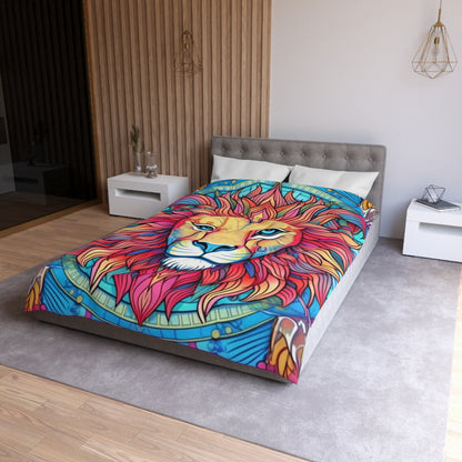 Astrological Leo - Cosmic Zodiac Constellation, Lion Symbol Art - Microfiber Duvet Cover