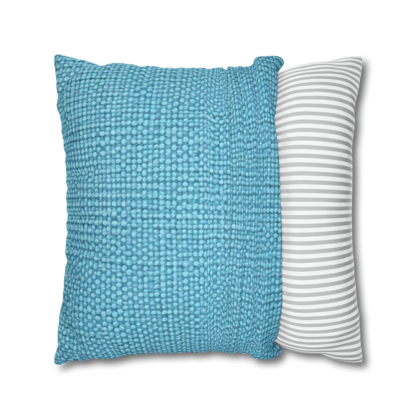 Bright Aqua Teal: Denim-Inspired Refreshing Blue Summer Fabric - Spun Polyester Square Pillow Case